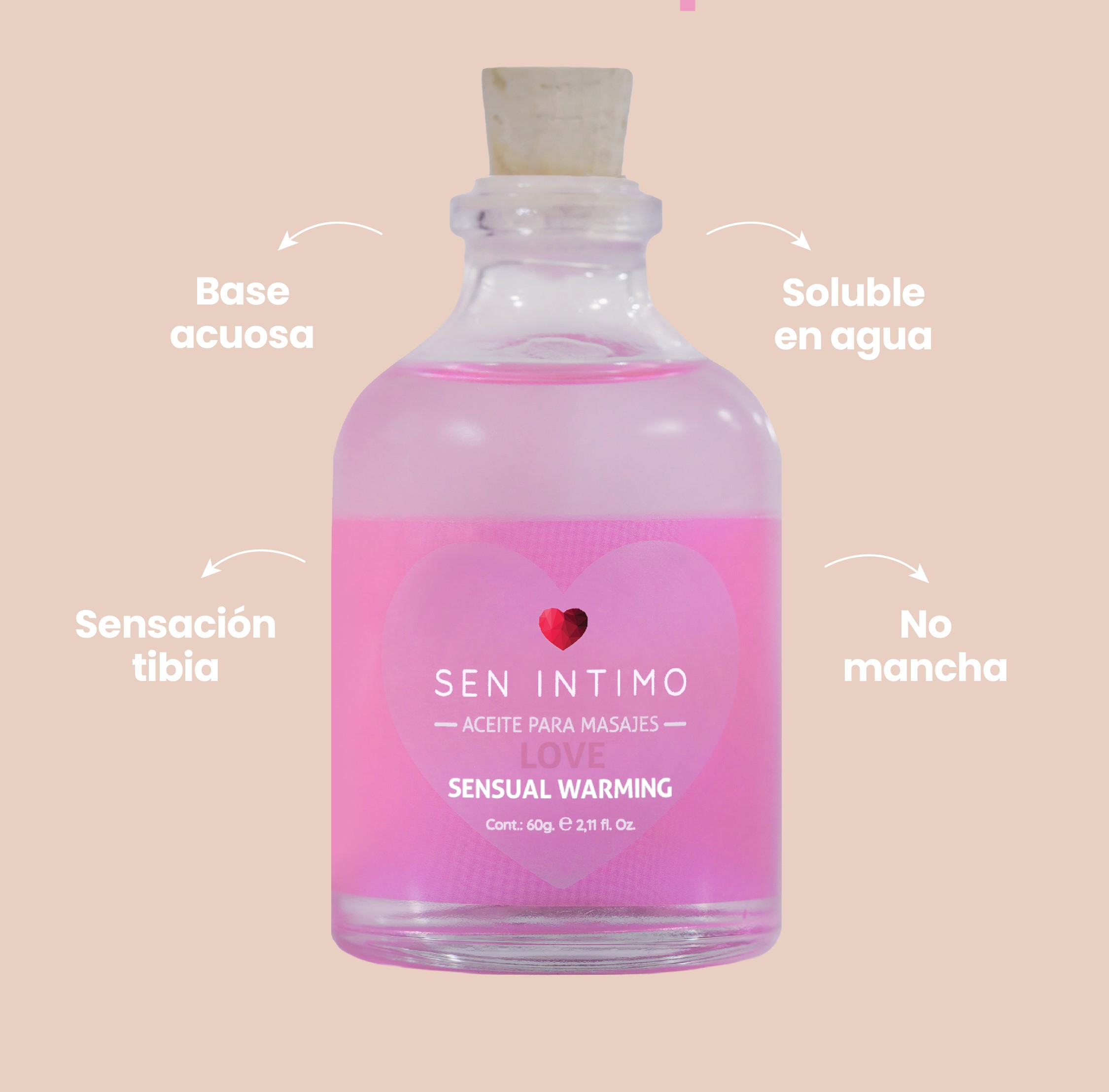 Aceite para Masajes Love Sensual Warming x 60 ml by Sen Íntimo - Imagen 2
